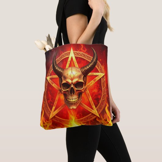 Demon Skull Tote トートバッグ (クローズアップ)