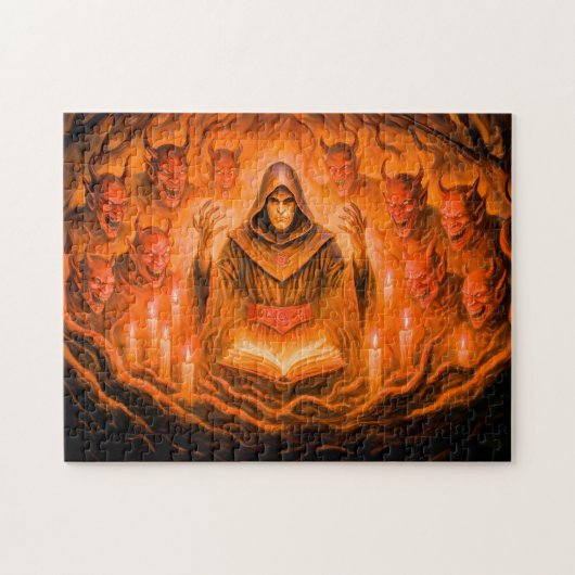 Demon summoner mage in oil painting ジグソーパズル (横)