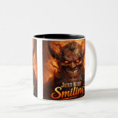 Demonic Grin “Just Keep Smiling” Design ツートーンマグカップ (正面右)