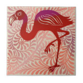 DeMorgan Ruby Luster Bird Flamingo 1880s Repro タイル (正面)
