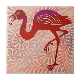 DeMorgan Ruby Luster Bird Flamingo 1880s Repro タイル