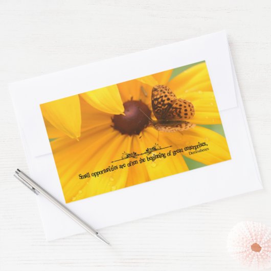 Demostenesの感動的引用文「機会」 長方形シール (封筒)