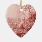 Demure Pink Flowers on a Romantic Valentine Tree セラミックオーナメント (右)