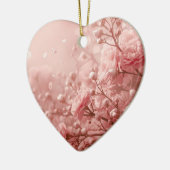 Demure Pink Flowers on a Romantic Valentine Tree セラミックオーナメント (左)