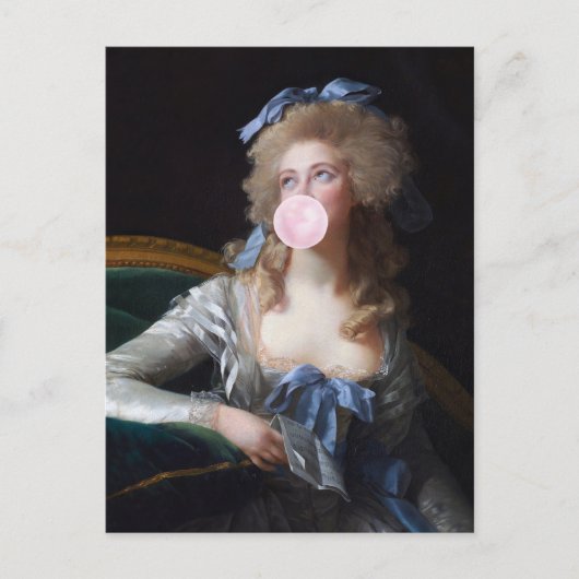 Demure with Pink Bubble Gum ポストカード (正面)