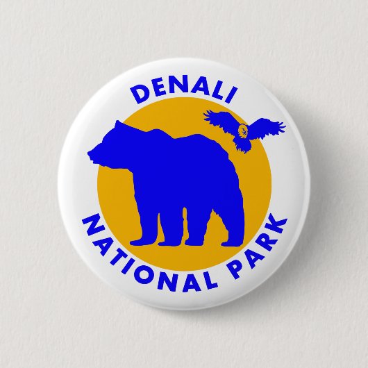 Denaliの国立公園 缶バッジ (正面)