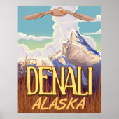 Denali Alaskaマンガのヴィンテージ旅行ポスター ポスター (正面)