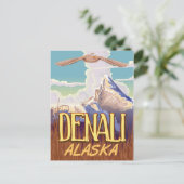 Denali Alaskaマンガのヴィンテージ旅行ポスター ポストカード (スタンド正面)