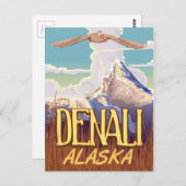 Denali Alaskaマンガのヴィンテージ旅行ポスター ポストカード (正面/裏面)