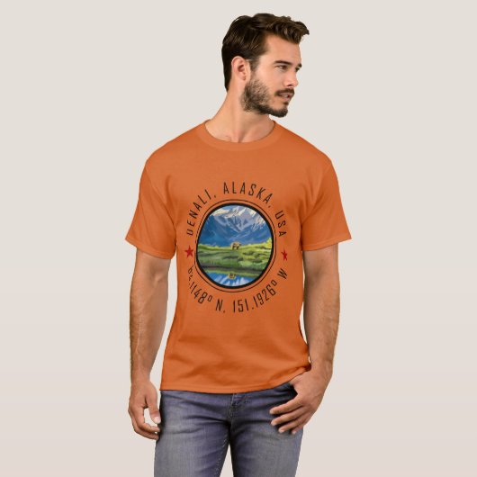 Denali Alaska Graphic with Global Coordinates Over Tシャツ (正面フル)