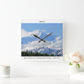 Denali/Mtnsはボーダーを持つMuirをまたは呼んでいますJ スクエア壁時計 (ホーム)