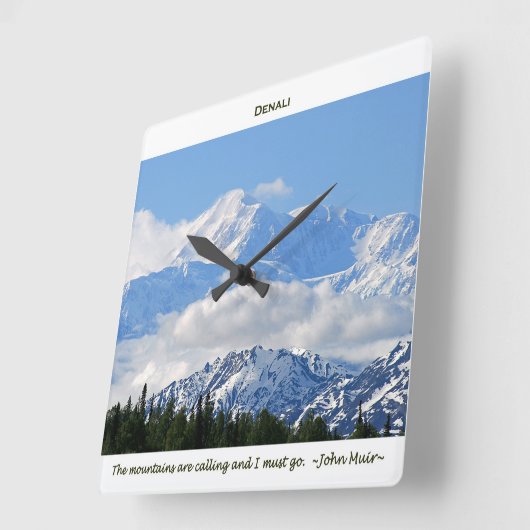Denali/Mtnsはボーダーを持つMuirをまたは呼んでいますJ スクエア壁時計 (傾斜)