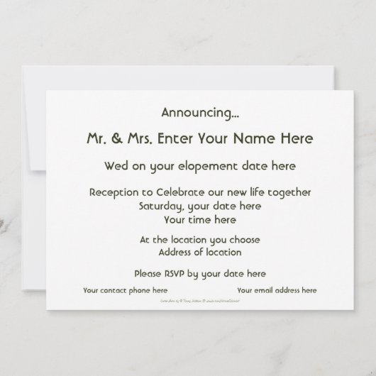 Denali: Mtnsは呼びました-私達は駆け落ちしました! 招待状 (裏面)