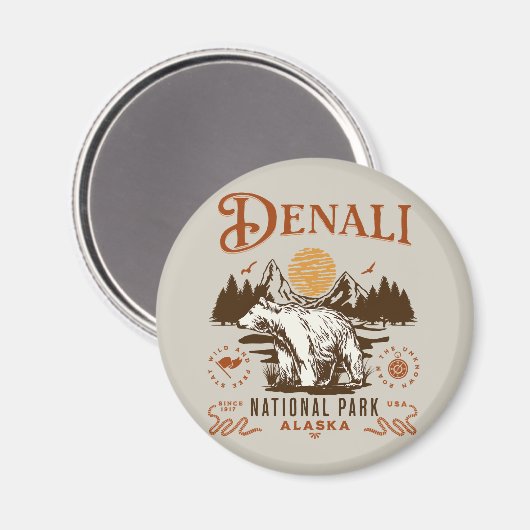 Denali National Park Alaska マグネット (正面/裏面)