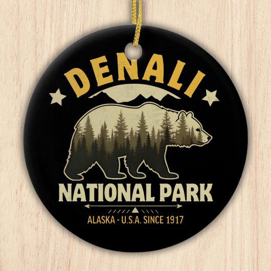 Denali National Park Alaska Forest Landscape セラミックオーナメント