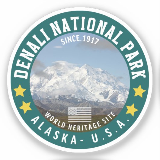 Denali National Park Alaska Forest Landscape view シール (正面)