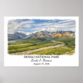 Denali National Park Alaska Poster, Watercolor ポスター (正面)