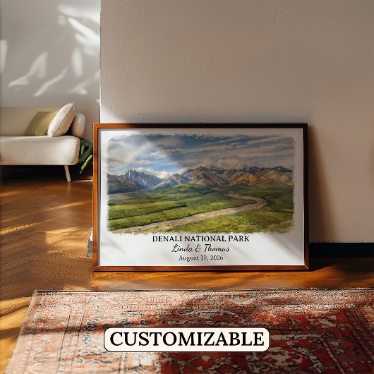 Denali National Park Alaska Poster, Watercolor ポスター