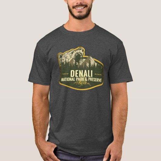 Denali National Park And Preserve Alaska Retro Bad Tシャツ (正面)