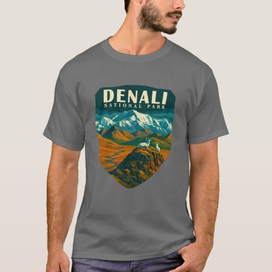 Denali National Park Retro Mountain Wilderness Sti Tシャツ (正面)