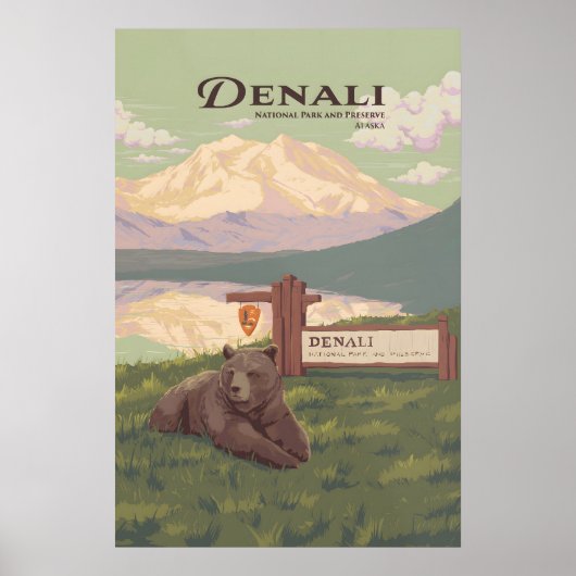 Denali National Park Travel Poster ポスター (正面)