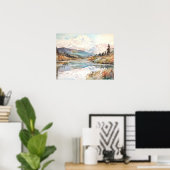 Denali National Park Watercolor ポスター (ホームオフィス)