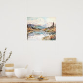 Denali National Park Watercolor ポスター (キッチン)