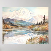 Denali National Park Watercolor ポスター (正面)