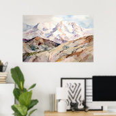 Denali National Park Watercolor ポスター (ホームオフィス)