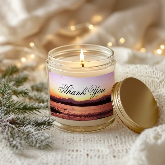 Denali Sunset Photo Thank You 長方形シール