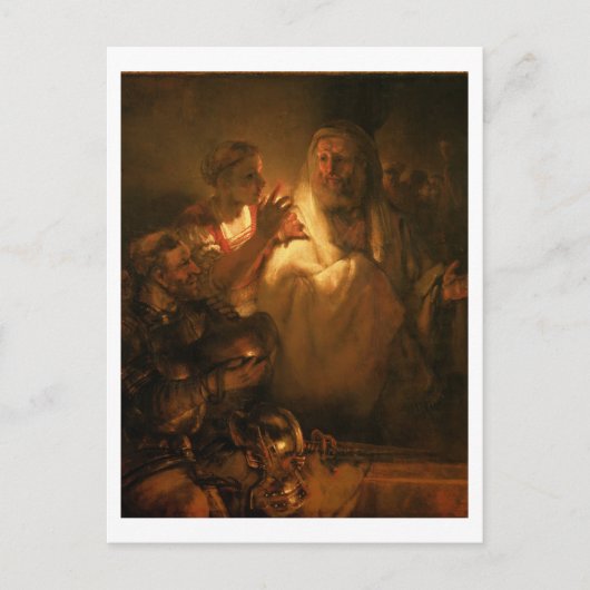 Denial of St. Peter, 1660 (キャンバス上の油) ポストカード (正面)