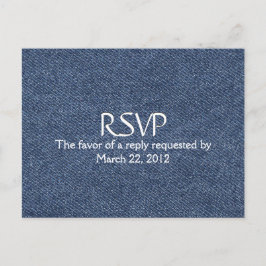 DenimブルーRSVPとメニュー選択 インビテーションポストカード
