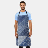 Denim三角形パッチワークヴィンテージテクスチャ。 エプロン (着用した状態)