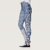 Denim三角形パッチワークヴィンテージテクスチャ。 レギンス (左)