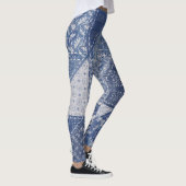 Denim三角形パッチワークヴィンテージテクスチャ。 レギンス (右)