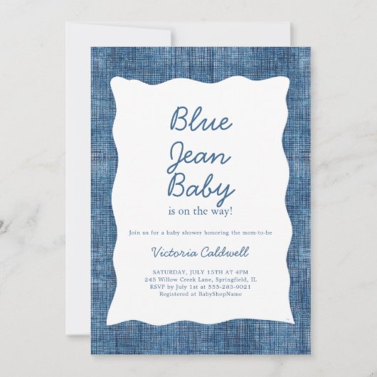 Denim A Blue Jean Baby Shower 招待状 (正面)