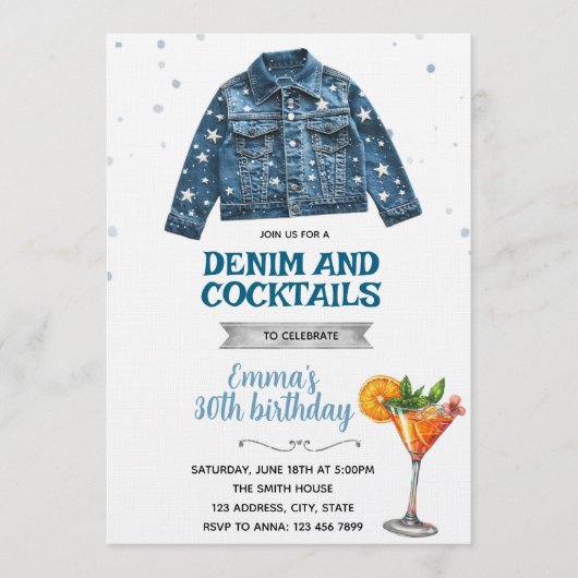 Denim and Cocktails party invitation 招待状 (正面)