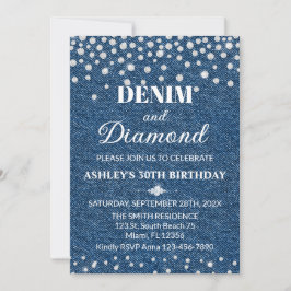 Denim and Diamond Birthday Party Invitation 招待状