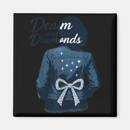 Denim And Diamonds Bow Ladies Girls Jeans Women  マグネット (正面)