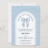 Denim and Diamonds Elegant Arch Watercolor Bow 招待状 (正面)