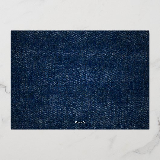 Denim and Diamonds Elegant Blue Geometric 箔招待状 (裏面)