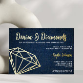 Denim and Diamonds Elegant Blue Geometric 箔招待状