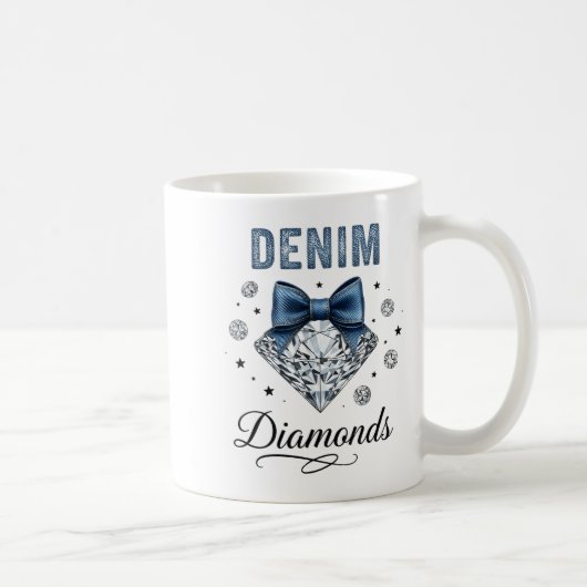 Denim And Diamonds Western Graphic Tee For Girls W コーヒーマグカップ (右)