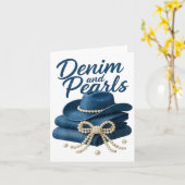 Denim And Pearls Outfit Women Western Cowgirl Rode カード (黄色い花)