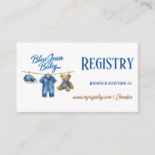 Denim Bear Blue Jean Baby Shower Registry エンクロージャーカード (正面)