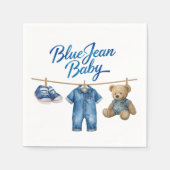 Denim Bear Clothesline Boy Blue Jean Baby Shower スタンダードカクテルナプキン (正面)