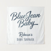 Denim Bear Clothesline Boy Blue Jean Baby Shower タペストリー (正面)