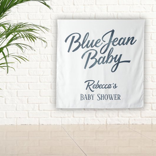 Denim Bear Clothesline Boy Blue Jean Baby Shower タペストリー