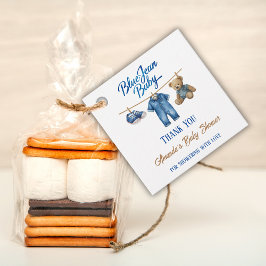 Denim Bear Clothesline Boy Blue Jean Baby Shower フェイバータグ