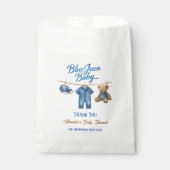 Denim Bear Clothesline Boy Blue Jean Baby Shower フェイバーバッグ (正面)